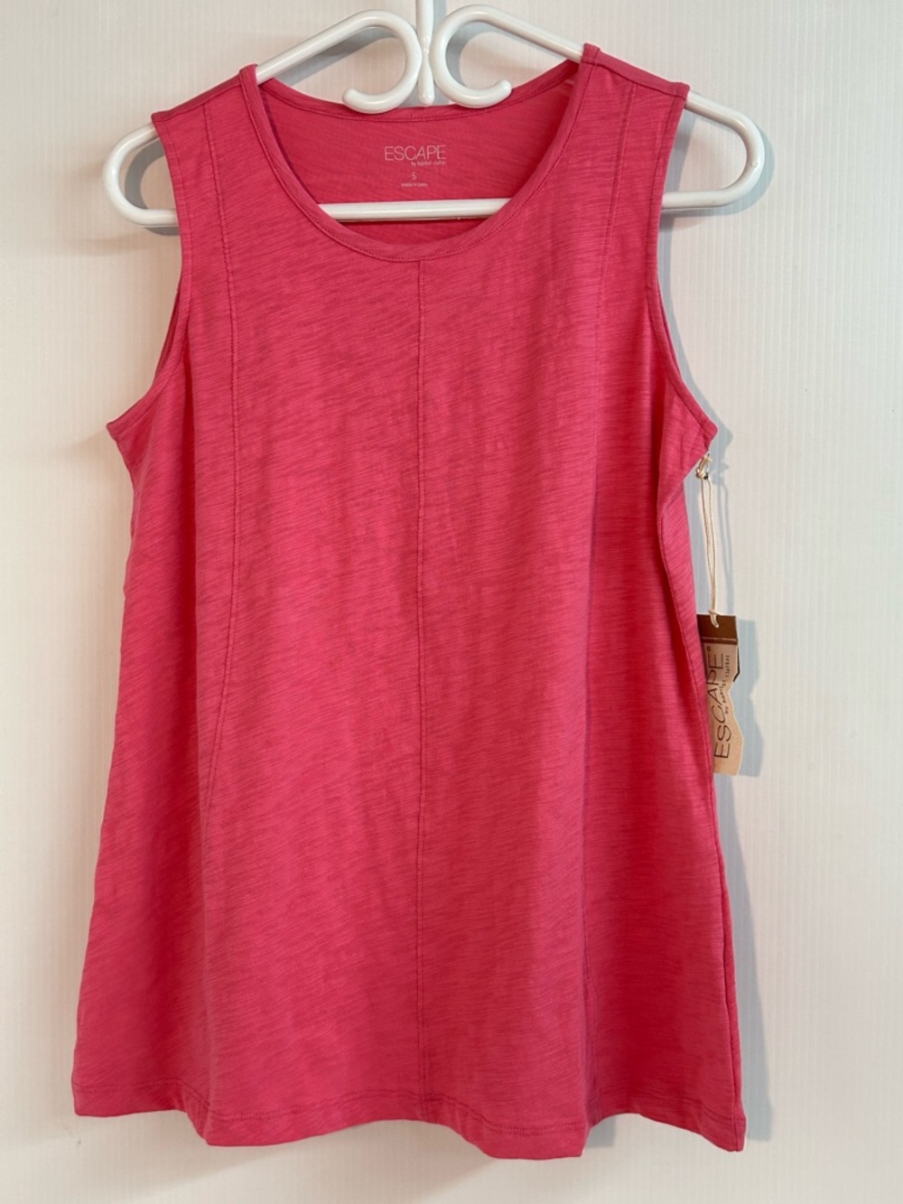 Cotton long seamed  tank small relaxed fit watermelon